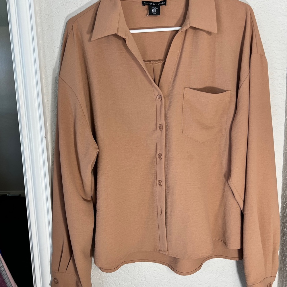 Sincerely Jules Tan Button Down Shirt